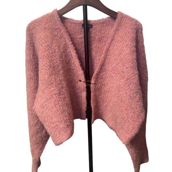 Wild Fable Pink Fuzzy Knit Open Front Cardigan Sweater Women’s Size L Cozy Soft - Picture 1 of 5